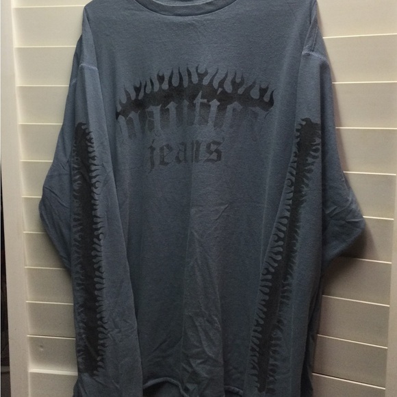 NAUTICA JEANS Mens Long Sleeve T Shirt Size XL Black and Blue - Picture 3 of 10